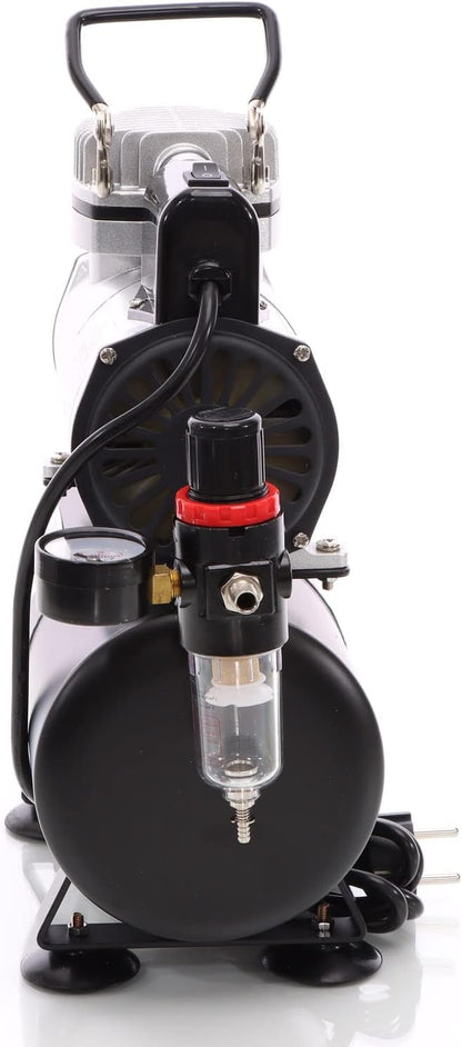 Wiltec airbrush compressor AF186 met luchttank drukregelaar 4 bar automatische Start-Stop