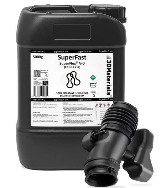 SuperFlex UL94 V-0, hars voor 3D-printers, vuurvaste onderdelen simulatie flexibel rubber 80A, gemaakt in Korea door 3DMaterials (5000 g, transparant)