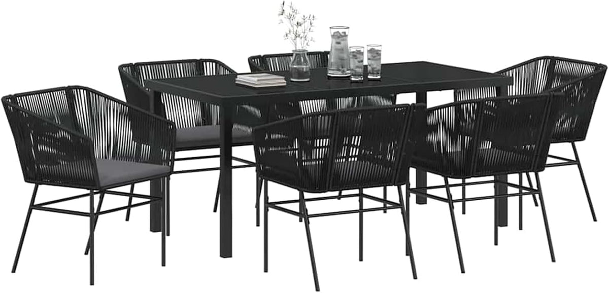 Gecheer Set van 4 zwarte PE-rotan standaard duurzame tuinstoelen, tuinstoelen, tuinmeubelset, tuinstoelen voor tuinen, binnenplaatsen, balkons, restaurants, 3380922 - QUORE