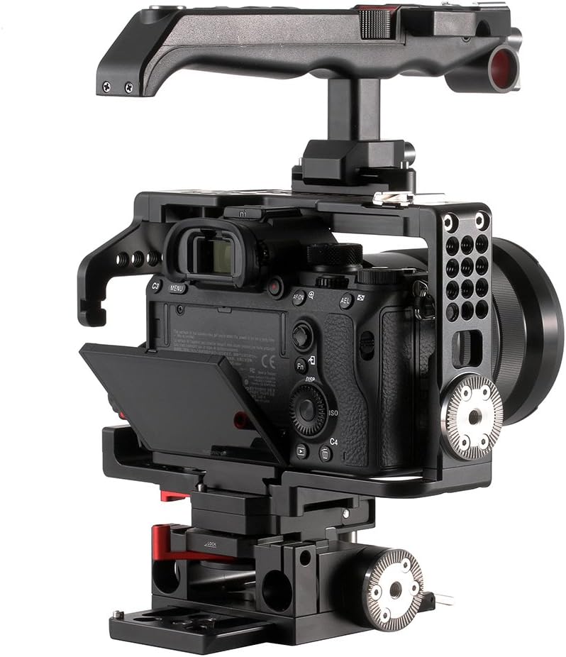 Cameracage – Camerakooi – Camera Rig – DSLR Rig – Video Rig – Elektronische Bovenhandgreep Met REC Start/Stop, Focus En Zoom – 15 Mm Aluminium Railsysteem