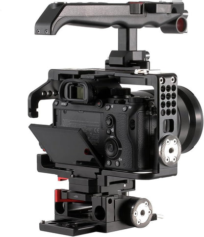 Cameracage – Camerakooi – Camera Rig – DSLR Rig – Video Rig – Elektronische Bovenhandgreep Met REC Start/Stop, Focus En Zoom – 15 Mm Aluminium Railsysteem
