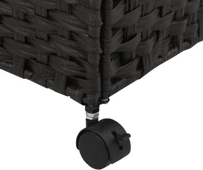 Gecheer Laundry Basket with Wheels, Black, 60 x 35 x 60.5 cm, Rattan, Laundry Basket, Laundry Basket, Laundry Basket for Baby Clothing, Bed Linen Shoes, 372042 - QUORE