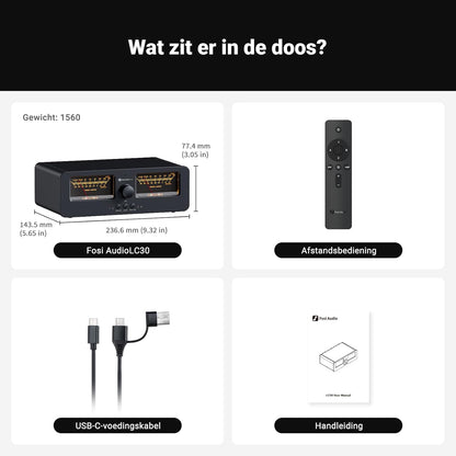 Fosi Audio LC30 Zwart Dubbele VU Meter Audio Visualizer, 2 Ingangen 2 Uitgangen Vintage Schakelaar voor High Power Stereoversterkers, Home Theatre Component, Met Afstandsbediening