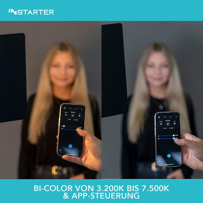 LED videolamp met statief en app bediening voor vloggers en influencers – Vloglamp – Studiolamp – Fotolamp – Streaming Licht – 60W, CRI 96 en traploos dimbaar – Bi-Colour 3200K-7500K, 360° draaibaar