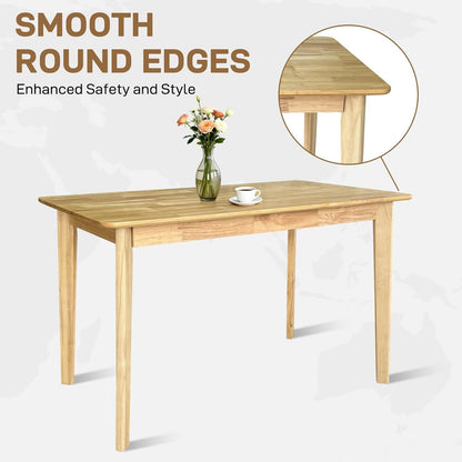 QLLY Rechthoekige eettafel van massief hout, rubberboom, eenvoudige montage, 120 cm