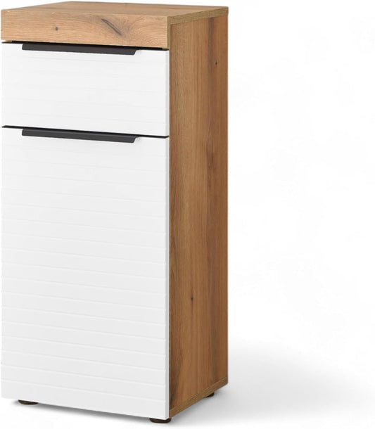 Tarawa Badkamerkast, wit, Evoke eikenlook, FSC-gecertificeerd, badkamerkast met veel opbergruimte, 36 x 79 x 31 cm (b x h x d)
