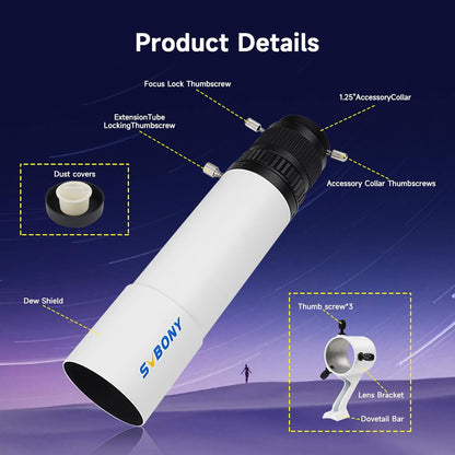 Guide Scope – Leidkijker – Mini Telescope – Autoguiding Lens – Achromatische Refractor – 50mm Lensdiameter – Dubbele Spiraalvormige Focuser