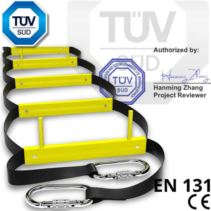 ISOP Brandvluchtladders 4 m | Intrekbare ladders voor Huizen met 2 Verdiepingen | Compact en Draagbaar | Touwladder Geschikt voor Raamontsnapping
