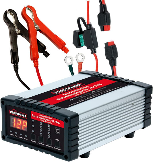 Acculader Auto – Batterijlader 12V 24V – Acculader Regelbaar – Automatische Batterijlader – Intelligente Acculader – 28 Laadprogramma’s – Accu Revitalisatie Functie