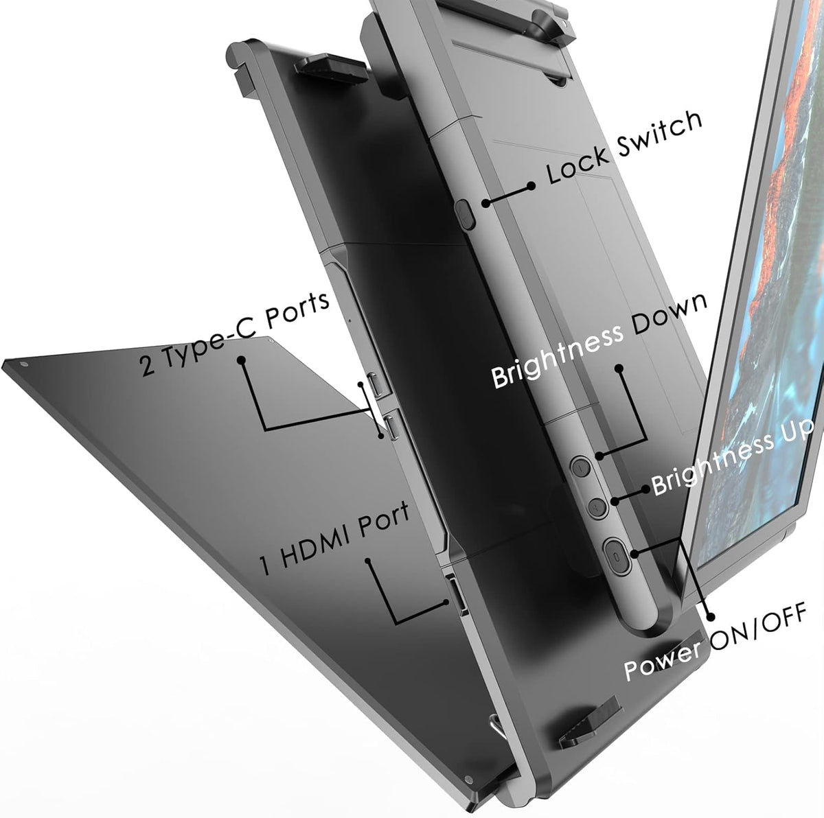 Teamgee Portable Monitor for Laptop, 13.3" Full HD IPS Screen, USB HDMI Laptop with Dual Screen Expansion for Mac, PC, Chrome and Android, Fits All 13"-16.5" Notebook - QUORE