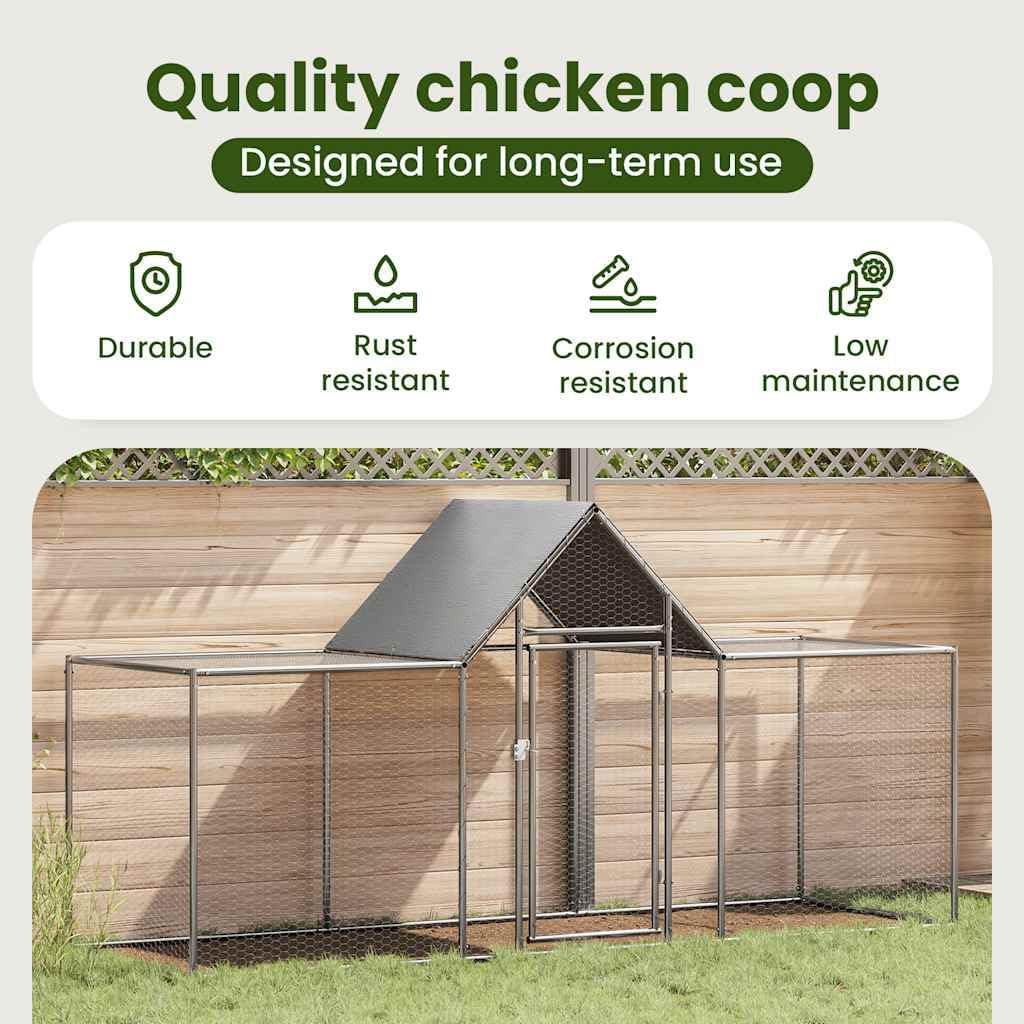 Kippenhok – Kippenren – Poulailler – Pluimveebehok – Buitenren – Gegalvaniseerd Staal – 3 x 1 x 1,5 m Ruim & Waterbestendig Dak