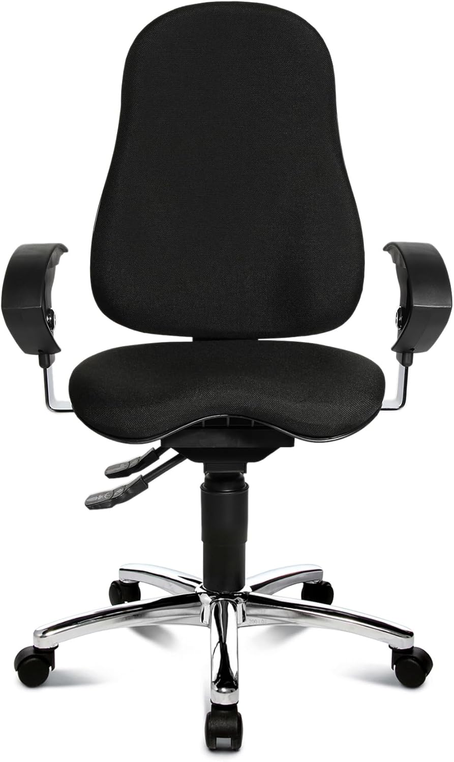 Ergonomische Bureaustoel – Bureaustoel Met Beweegbare Zitting – Draaistoel – Werkstoel – Sitness stoel – Traploos Verstelbare Rugleuning – In Hoogte Verstelbare Armleuningen – Zwarte Ademende Bekleding – Stabiel Verchroomd Stalen Frame