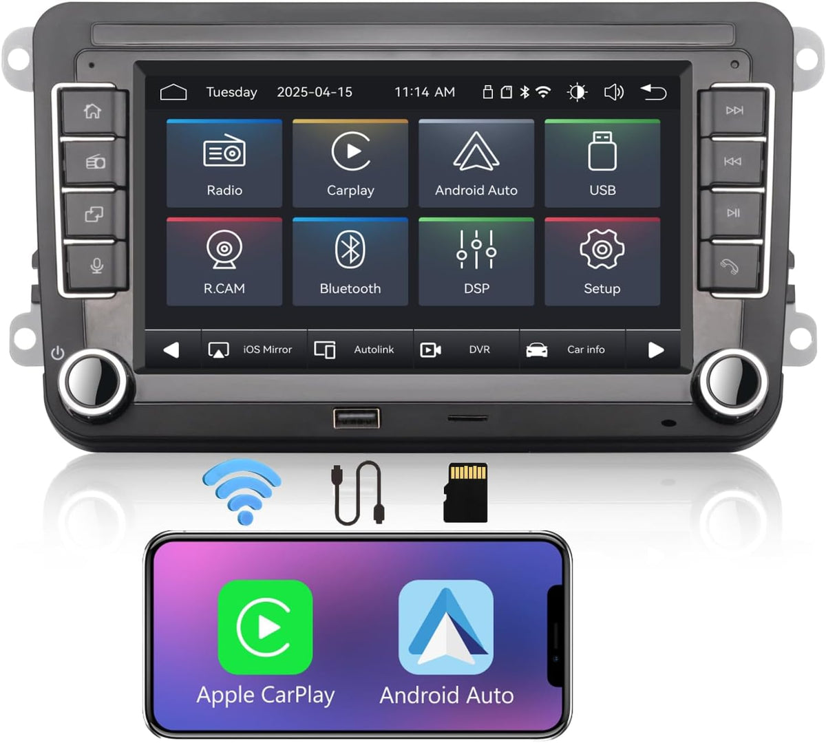 Autoradio Radio for VW Passat Jetta Caddy Touran Golf 5 6 GTI T5 EOS Polo with Wireless Carplay Android Auto TF Card Touchscreen Bluetooth