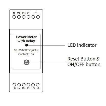 WiFi Smart Energy Meter 3 Fase Elektriciteit Monitoring Meter met 3.80A Stroomtransformator Stroom Spanning Amperage Energiemeter