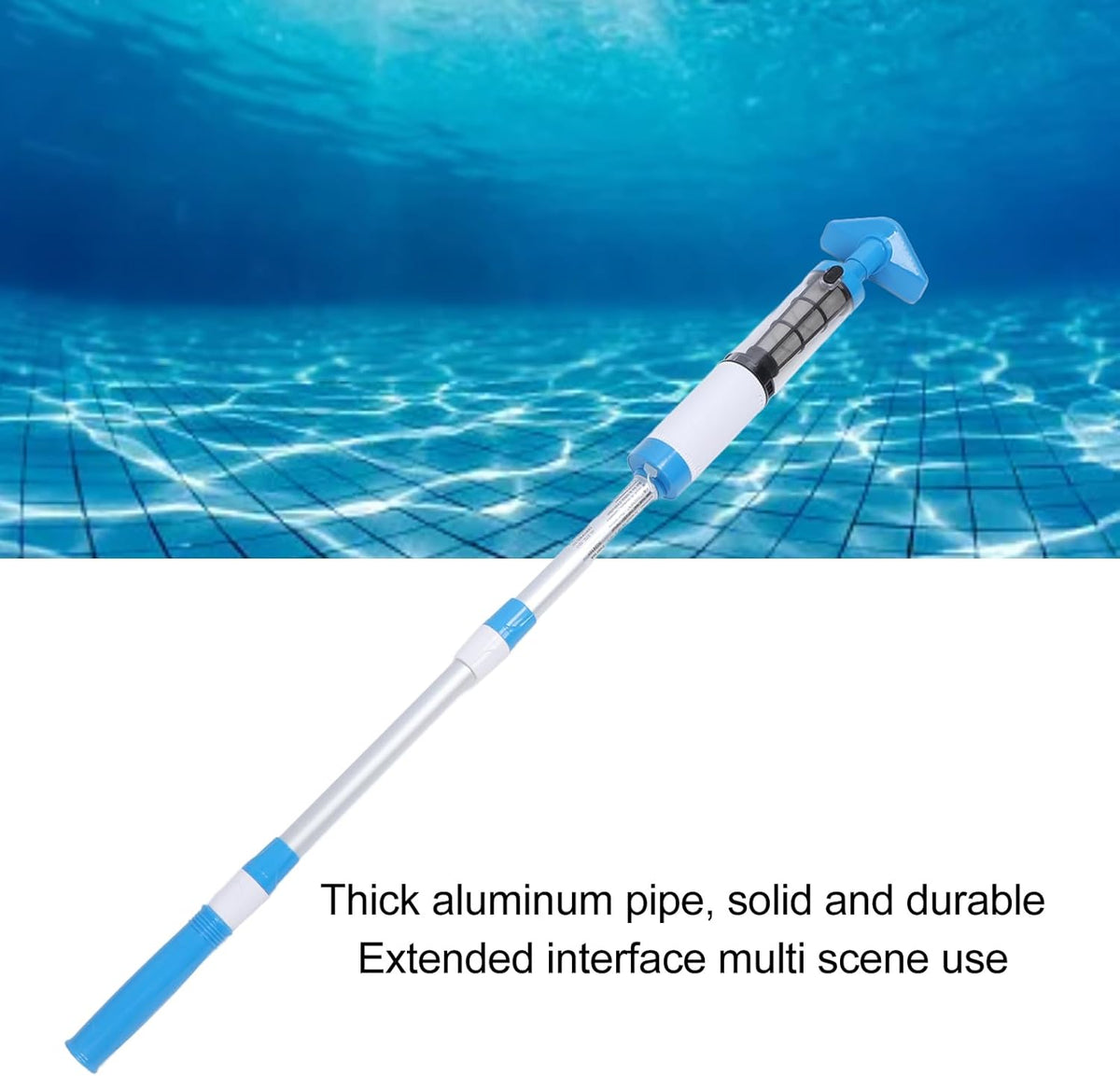 3 in 1 Oplaadbaar Draadloos Zwembad Vacuüm, Handheld IPX7 Waterbestendig Pool Vacuümreiniger met 3 Vervanging Koppen, 1,5 Uur Looptijd voor Zand en Puin, (Amerikaanse stekker)