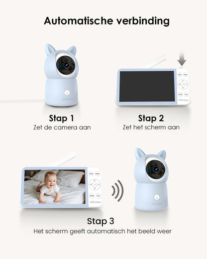 Babyfoon – Baby monitor – Kinderbewaking – Babyscanner – Babykijker – Met 2 Camera’s Blauw – 2.5K HD Resolutie – 5,5 Inch HD Scherm