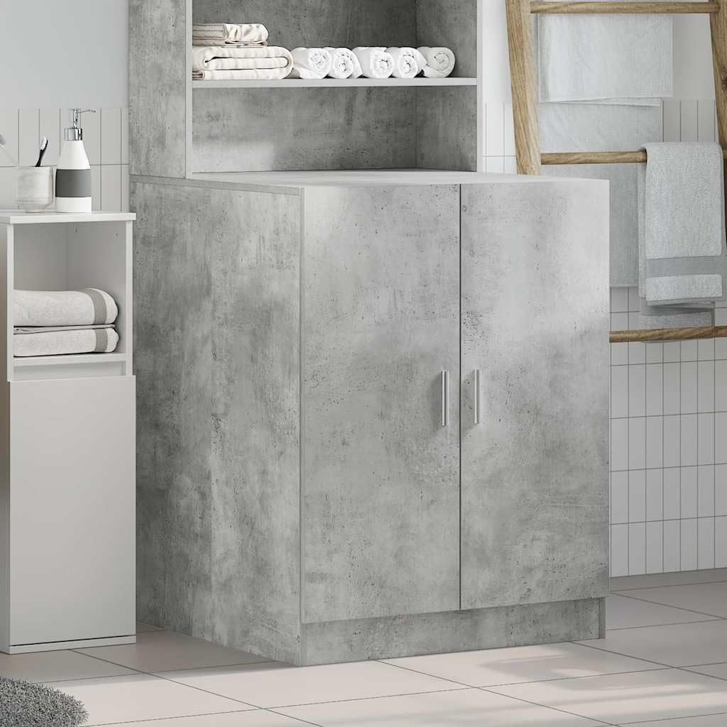 Wasmachinekast – Wasmachine Meubel – Bijkeuken Kast – Badkamer Kast – Wasruimte Meubel – Betongrijs – 70,5x71,5x91,5 cm – Vochtbestendig Spaanplaat