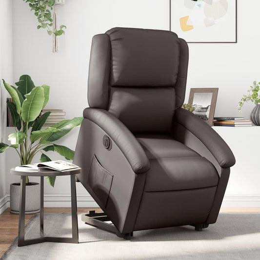 Elektrische Relaxfauteuil – Relaxstoel – Opsta-Fauteuil – TV-Stoel – Elektrische Relaxstoel – Opsta-Hulp Met Elektrische Verstelling – Echt Koeienleer Donkerbruin