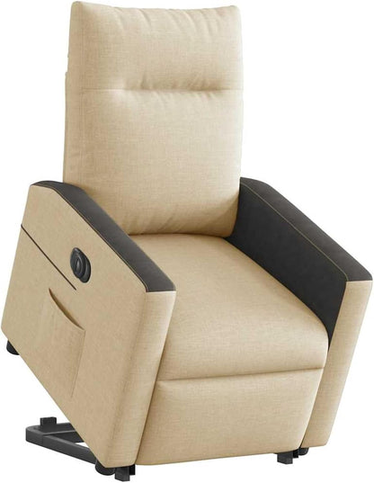 Elektrische Relaxstoel – Relaxfauteuil – Opstahulp Stoel – Televisiezetel – Leesstoel – Crème Stof – Verstelbare Rugleuning – Elektrische Opstahulp