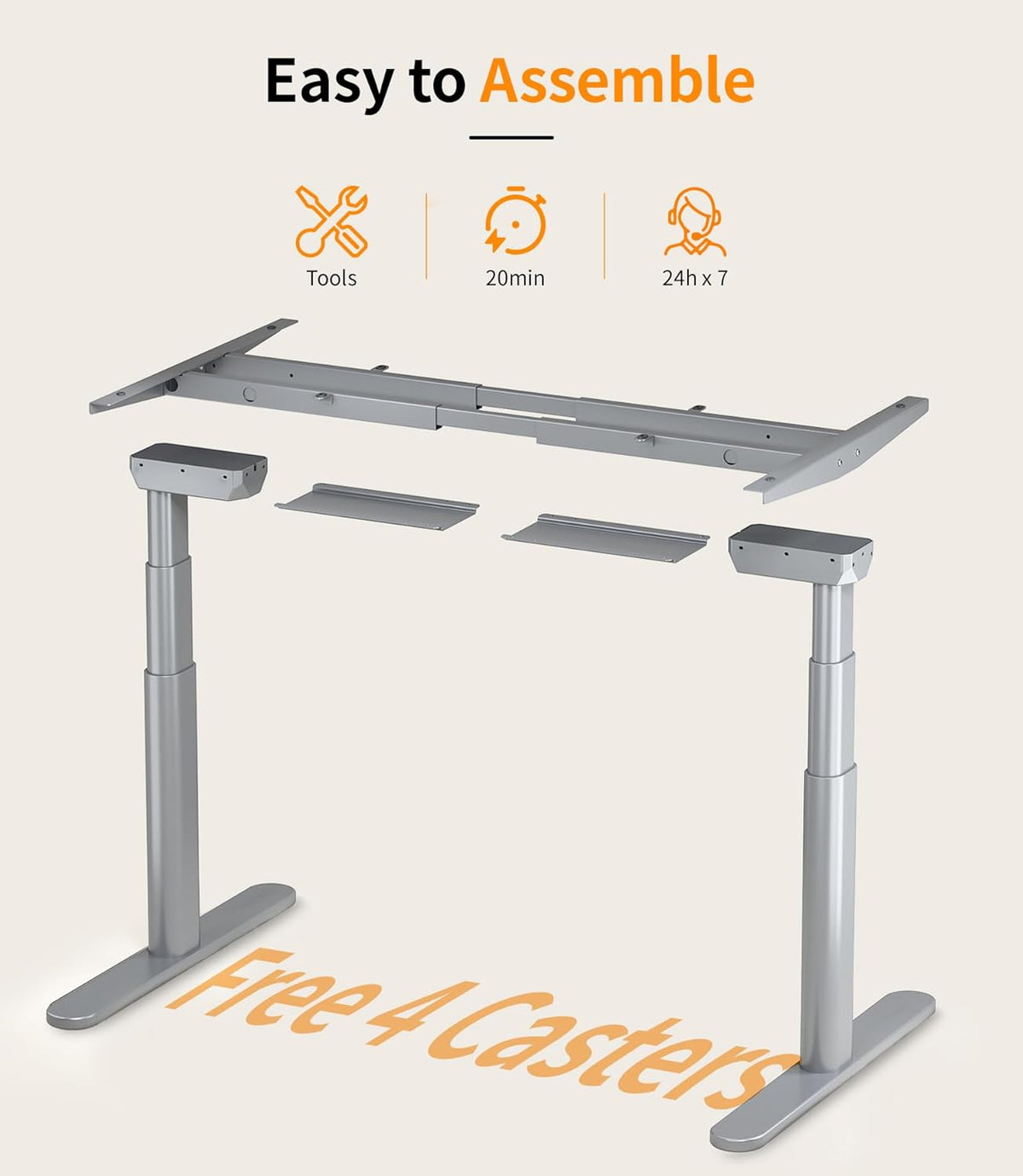 MAIDeSITe In hoogte verstelbare Bureau EL2 Plus Art Elektrisch Bureau met 2 krachtige motoren, elegant ovalen tafelframe, 4 geheugenhoogtes en botsbeveiliging (Grijs)
