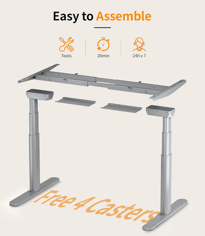 MAIDeSITe In hoogte verstelbare Bureau EL2 Plus Art Elektrisch Bureau met 2 krachtige motoren, elegant ovalen tafelframe, 4 geheugenhoogtes en botsbeveiliging (Grijs)