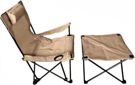 Klapstoel – Vouwstoel – Ligstoel – Lounge stoel – Recliner – Ergonomisch Design – Stevig Frame – Outdoor Loungestoel – Inklapbaar – Khaki