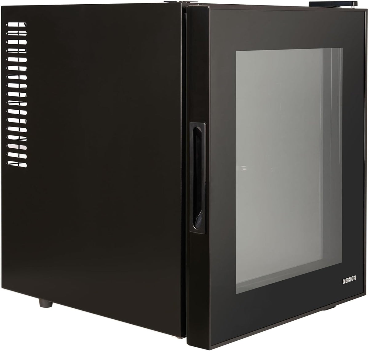 Corby Eton 35L glazen deur minibar in zwart en zwart – EU-stekker