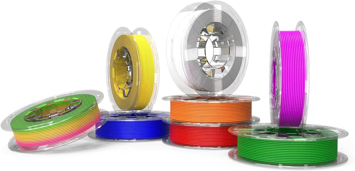 PLA Filament Set – 3D Printer Filament – 3D Printdraad – 3D Printmateriaal – 3D Printer Spoelen – 1,75 mm Diameter (±0,03 mm) – 8 Kleuren Inclusief Regenboog – Vochtbestendig en Kluwen-vrij