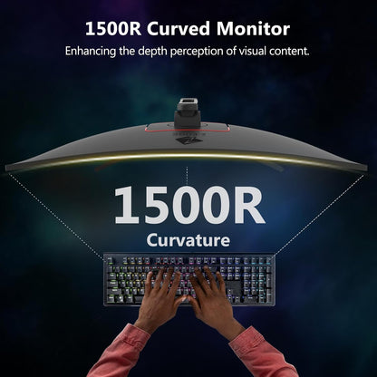 Z-Edge Gaming Monitor Curved 27'' 165Hz, 1ms, FreeSync, 1080P, 16:9 LED Gaming Monitor Ultra-Thin Bezel, 1500R VA, Adjustable Tilt, 2*HDMI2.0 & DP1.4, VESA 100 * 100mm(HDMI Cable Included)