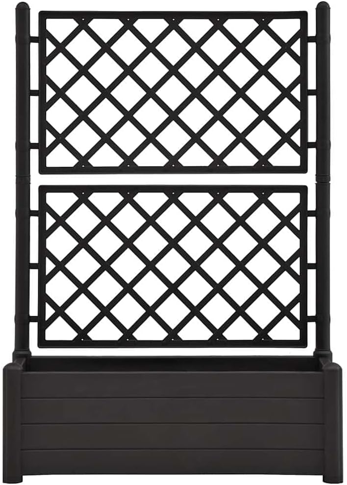 vidaXL Planter with trellis 100x43x142 cm PP anthracite - QUORE
