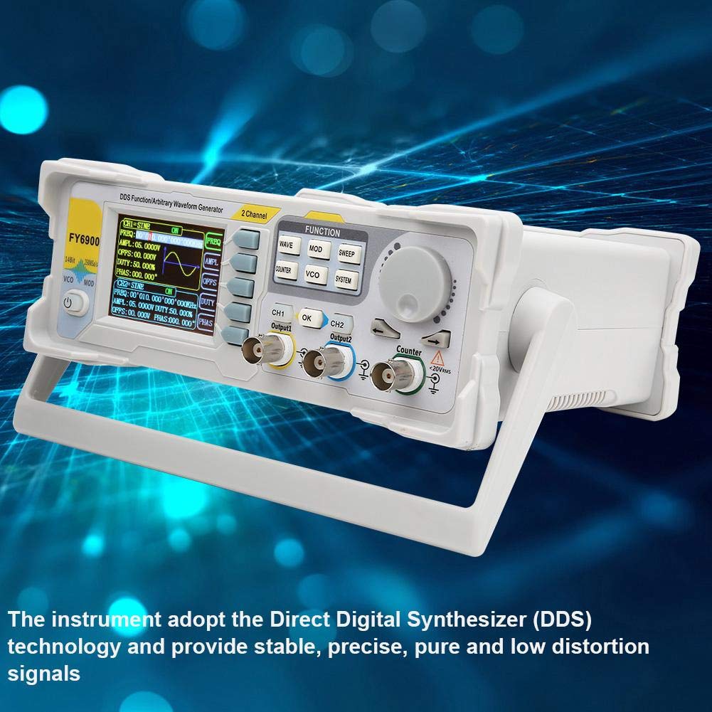 Digitale signaalgenerator, FY6900 sinus 0-30 MHz 2,4 inch TFT-scherm DDS-functie Golfvormpulsbrongeneratoren Frequentiemeter 250 MSa/s VCO-burst AM/PM/FM/ASK/FSK/PSK-modulatie (EU)