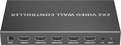 PremiumCord HDMI-wandcontroller, 1 video-ingang voor 4 displays, 8 weergavemodi, Full HD 1080p 60 Hz, HDMI 1.4, HDCP 1.4, metalen design, zwart