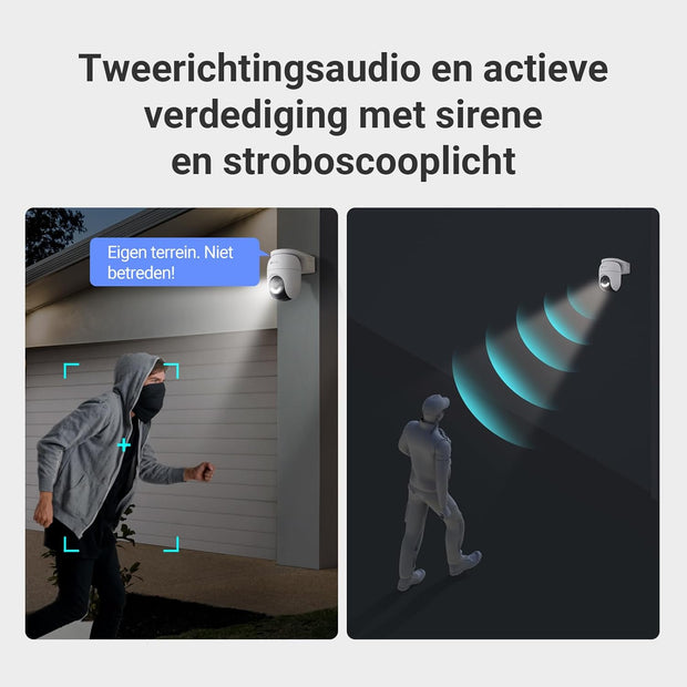 Beveiligingscamera Buiten - WiFi-bewakingscamera - Camerabewaking - Ddraadloos - Batterijen - Automatische Tracking - AI-Detectie - Personen - Voertuigen - AOV-Modus - Kleurennachtzicht - Tweerichtingsaudio - WiFi 6 - Wit