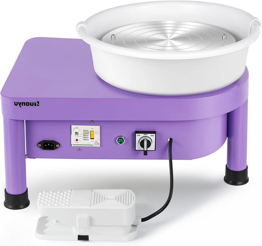 Pottenbakkersschijf – Keramiekdraaischijf – Pottenbakkerswiel – Elektrische Draaischijf – Pottenbakkersplaat Lila – 30 cm Diameter – 350 W Motorkracht - QUORE