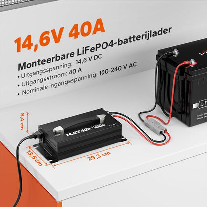 LiFePO4 Lithium-batterijlader – Lithium Acculader – Batterij Oplader – 12V Batterijlader – LifePO4 Oplaadapparaat – 40 A Laadstroom – Slim Smart Laadbeheer met LED-display