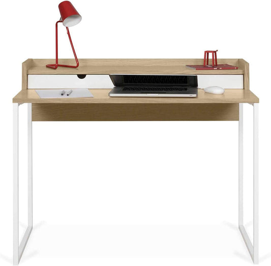 TemaHome Rise bureau, eikenfineer, witte laden en onderstel, L100xB55xH85 cm