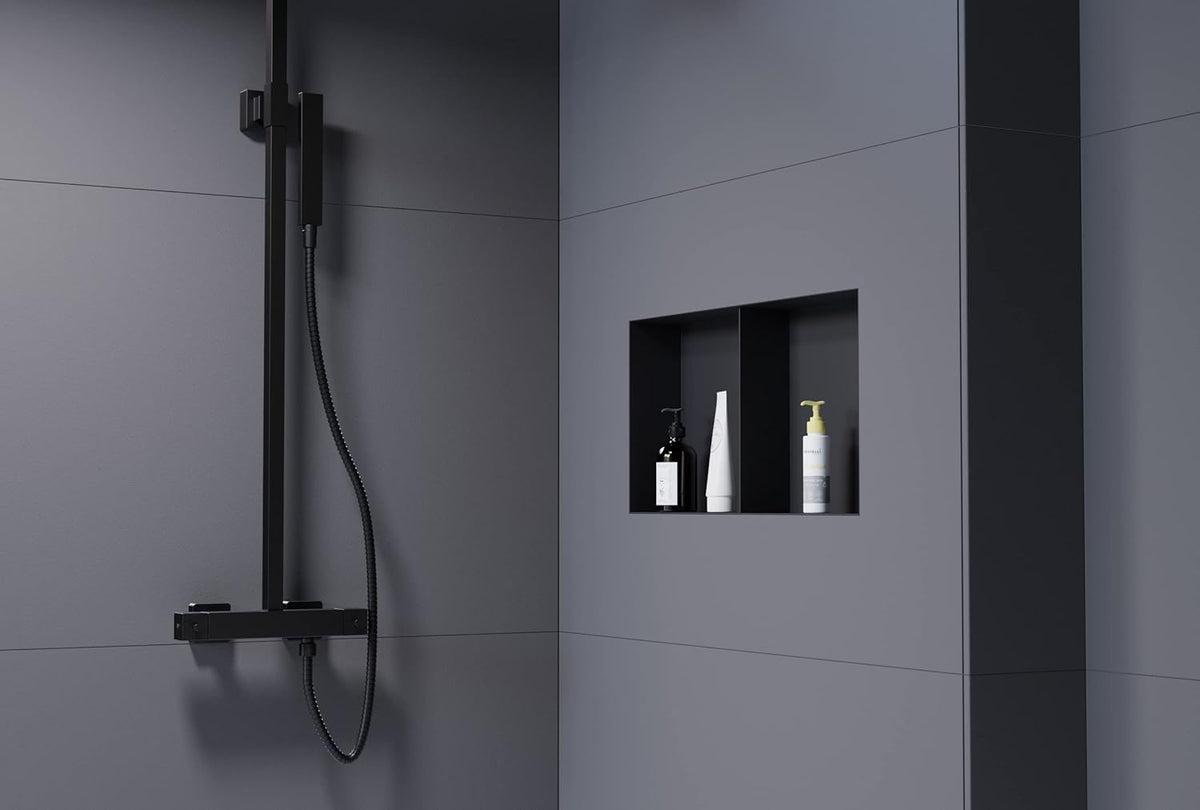 Badkamernis van rvs BERNSTEIN NT306010X randloos met planchet - 30 x 60 x 10 cm (B x H x D) - selecteerbare kleur, Kleur:zwart