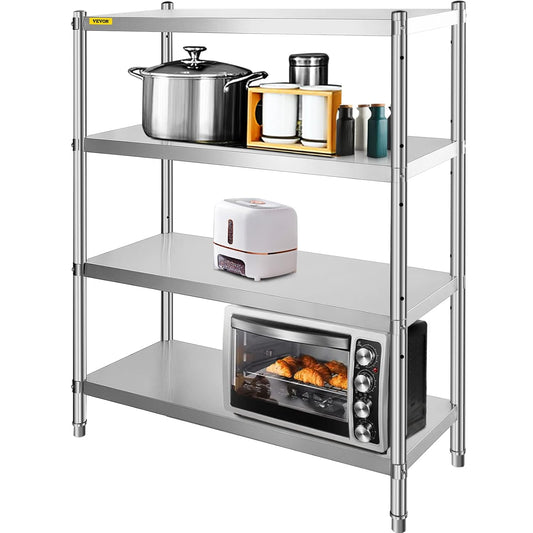 Vevor Keukenrek, keukenrek, metalen rek met 4 planken, capaciteit van 150 kg, rek van roestvrij staal, voor keuken en garage
