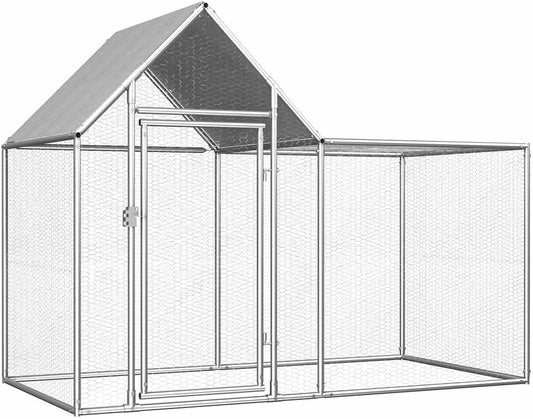 vidaXL Chicken Coop Galvanized Steel Chicken Run Run Hens Coop Chicken Coop