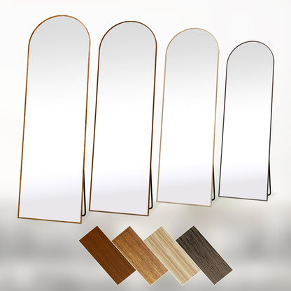 Vloerspiegel – Staande Spiegel – Passpiegel – Wandspiegel – Full Body Spiegel – 76 x 180 cm – Aluminium Frame Met Natuurlijk Houtnerf