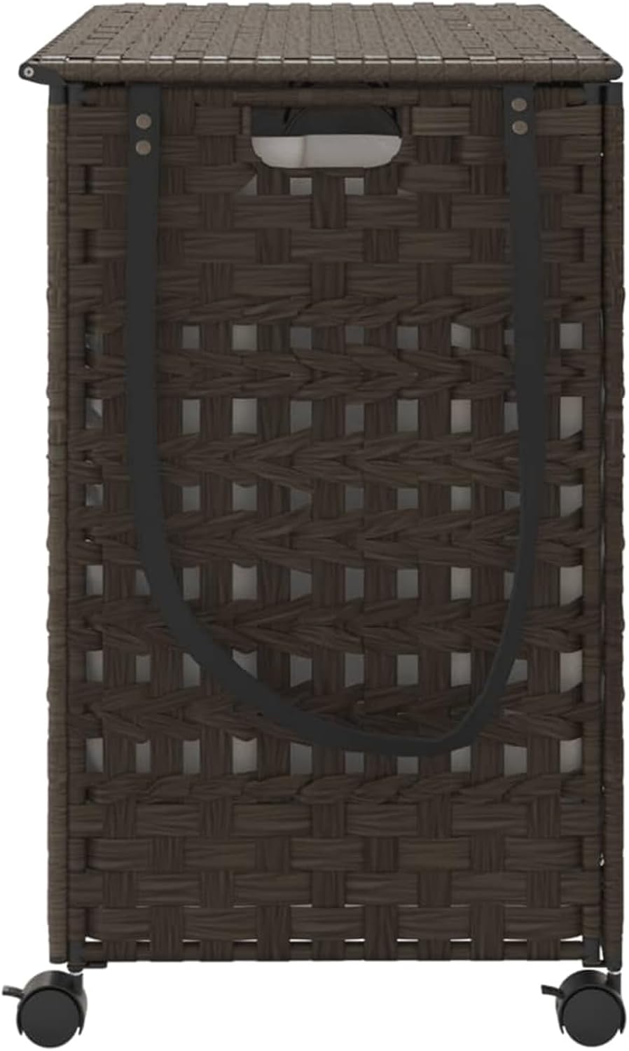 Wasmand Met Wieltjes – Wasbak – Laundry Basket – Wascontainer – Wasmand Rattan – Handgeweven Rattan & 3 Vakken – Inclusief Wielen Met Remmen