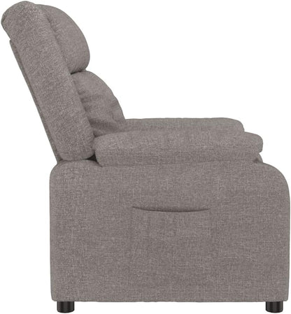 Relaxstoel taupe stof tv-stoel met ligfunctie, enkele ligstoel, relaxstoel voor woonkamer, slaapkamer A2 - QUORE