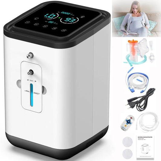 Zuurstofconcentrator, zuurstofmachine voor thuis, 93% zeer zuivere zuurstofconcentrator voor thuis, 1-7 l/min instelbaar, 45 dB geluidsarm, met verstuivingsfunctie