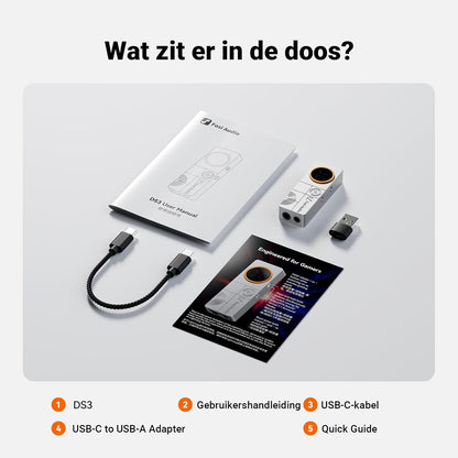 USB-C DAC Hoofdtelefoonversterker – DAC Versterker – Hoofdtelefoonversterker – Dongle DAC – USB-C Audio Adapter – Zilver – 7.1 Ruimtelijke Gaming Audio – 4,4 mm Gebalanceerde Uitgang