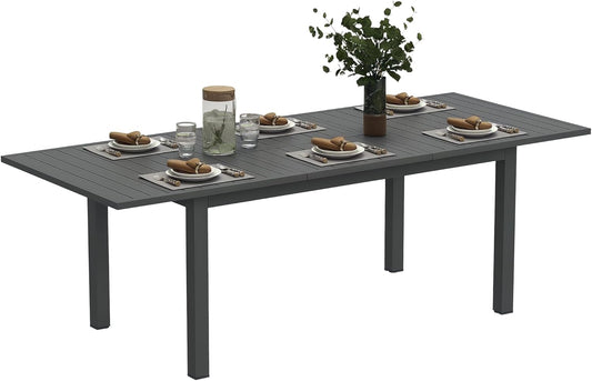 Outsunny Gartentisch Erweitert Aluminium 160/220x90cm Wetterfest Balcony, rutschfest Buffettisch Camping for 6-8 Persons, Outdoor Essisch für Garten, Terrasse Balcony Grau - QUORE