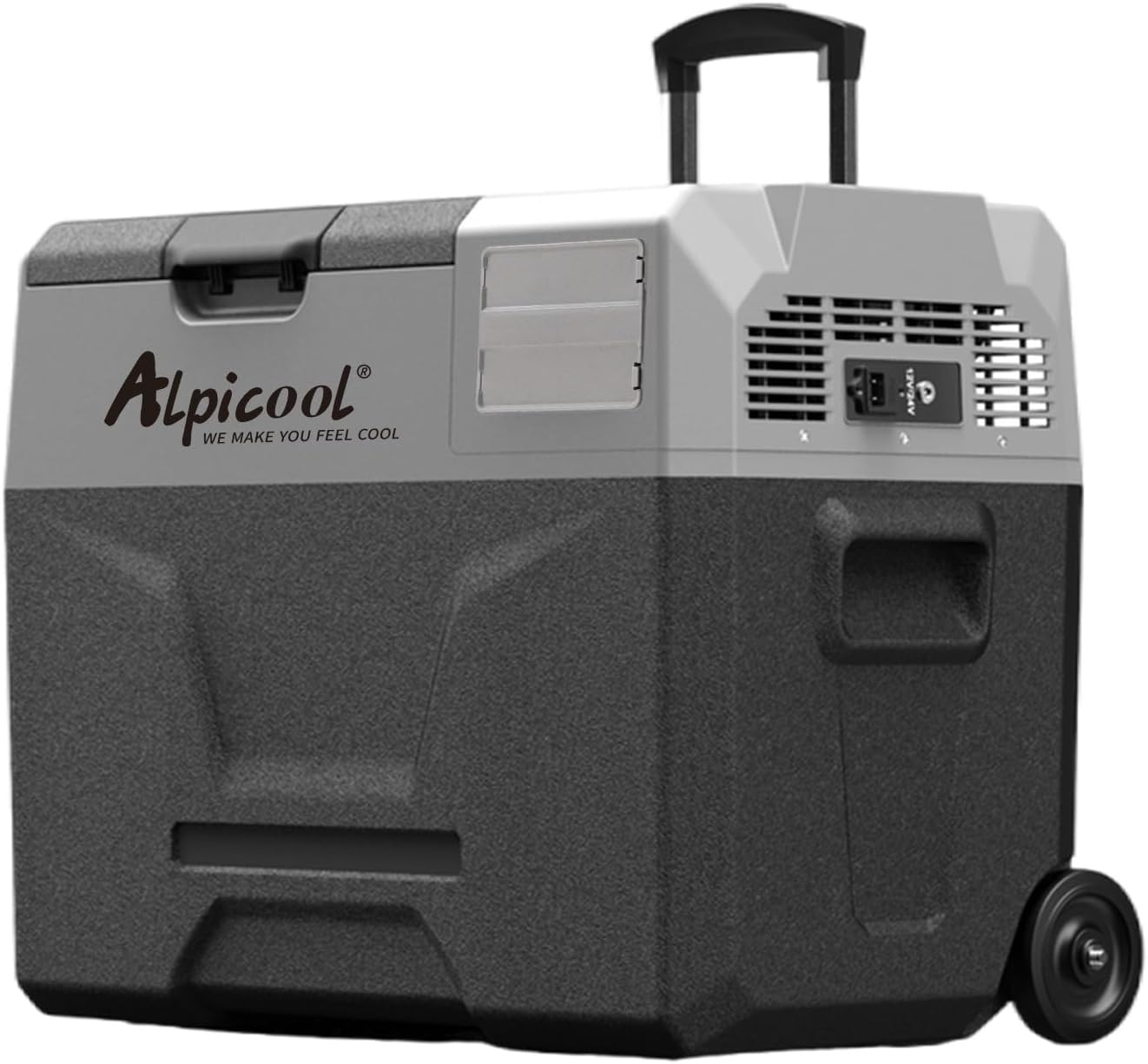 Alpicool ECX40 Compressorkoelbox, 40 liter, 12 V koelbox, elektrische draagbare auto-koelkast voor camping met USB-aansluiting, telescoopstang, wiel, oplaadbaar (batterij niet inbegrepen)