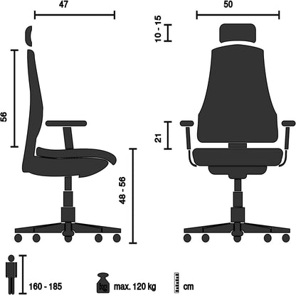 hjh OFFICE Professionele bureaustoel RI-COVER stof/netstof Grijs