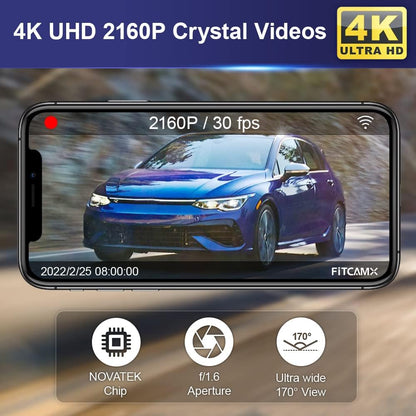 FITCAMX Dash Cam Compatibel met Volkswagen Golf Mk8 GTE GTD GTI R/Cupra Formentor 2021-2024, 4K 2160P WiFi UHD Video, Parkeermodus, G-Sensor, Nachtzicht, Plug & Play, 64GB-kaart