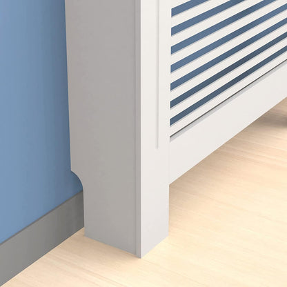 FATIVO Hoge Radiator Cover Houten Kast: Interne Hoogte 100cm Extra Grote Witte Horizontale Lat Heater Covers Moderne Hoge Radiator Plank Dikker MDF Houten Hal Thuis Kantoor Meubels Decoratief