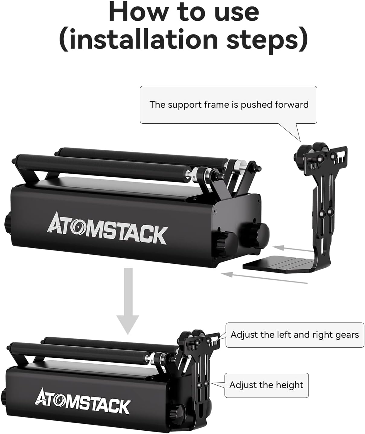Laserrotatieroller – Rotatiemodule Voor Lasergraveermachine – Graveerroller – Y-As Rotatiewals – Roterende Roller Voor Cilindrische Objecten – 360° Gravure – 8 Instelbare Diameters Van 4 Tot 100 Mm